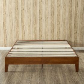 King size Modern Low Profile Solid Wood Platform Bed Frame in Cherry Finish