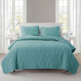 King Coastal Beach Starfish Seashell Seahorse Aqua Blue Teal 3-Piece Quilt Set