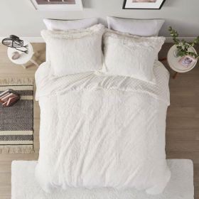 King/CAL King Reversible Soft Sherpa Faux Fur 3-Piece Comforter Set in Ivory