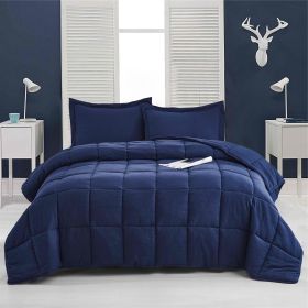 King Size Navy 3 Piece Microfiber Reversible Comforter Set