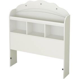 Twin size Bookcase Headboard in White Wood Finish