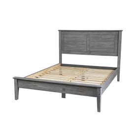 Twin Size Coastal Dorm Farmhouse Solid Pine Wood Platform Bed in Rustic Grey