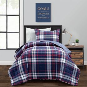 Twin/XL Farmhouse Plaid 2 Piece Lightweight Reversible Quilt Set