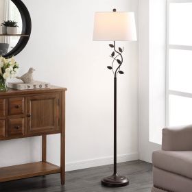 Vine Leaves Floor Lamp in Bronze Finish with White Shade