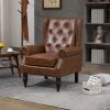 COOLMORE Wood Frame Armchair, Modern Accent Chair Lounge Chair with Sturdy Wood Legs for Living Room Bedroom (Brown PU)