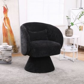 Swivel Accent Chair Armchair, Round Barrel Chair in Fabric for Living Room Bedroom(Black)