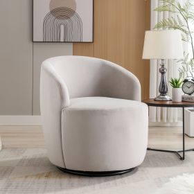 Velvet Fabric Swivel Accent Armchair Barrel Chair With Black Powder Coating Metal Ring,Gray