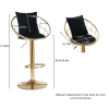 Black velvet bar chair, pure gold plated, unique design,360 degree rotation, adjustable height,Suitable for dinning room and bar,set of 2