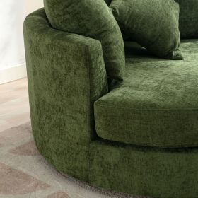 Orisfur. 360¬∞ Swivel Accent Barrel Chair with Storage Ottoman & 4 Pillows, Modern Chenille Leisure Chair Round Accent for Living Room, Green