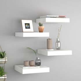 Floating Wall Shelves 4 pcs White 9.1"x9.3"x1.5" MDF