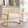 Upholstered Velvet Accent Chair with Golden Metal Stand,Mid-Century Living Room Leisure Chair with Curve Backrest -Cream