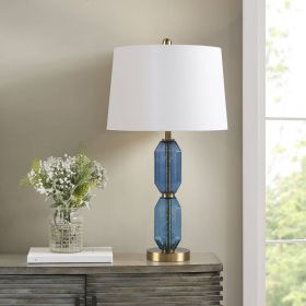 Faceted Blue Glass Table Lamp