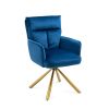 Dark Blue Velvet Contemporary High-Back Upholstered Swivel Accent Chair