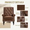 COOLMORE Wood Frame Armchair, Modern Accent Chair Lounge Chair with Sturdy Wood Legs for Living Room Bedroom (Brown PU)