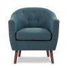 Blue Fabric Upholstered Accent Chair 1pc Espresso Finish Legs Button Tufted Solid Wood Furniture Living Room Chair