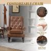 COOLMORE Wood Frame Armchair, Modern Accent Chair Lounge Chair with Sturdy Wood Legs for Living Room Bedroom (Brown PU)