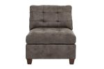 Living Room Furniture Tufted Armless Chair Dark Brown Breathable Leatherette 1pc Cushion Armless Chair Sofa Wooden Legs