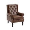 COOLMORE Wood Frame Armchair, Modern Accent Chair Lounge Chair with Sturdy Wood Legs for Living Room Bedroom (Brown PU)