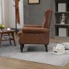 COOLMORE Wood Frame Armchair, Modern Accent Chair Lounge Chair with Sturdy Wood Legs for Living Room Bedroom (Brown PU)