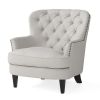 Contemporary Light Grey Fabric Club Chair and Ottoman Set, Stylish Upholstered Armchair with Matching Ottoman