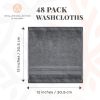 Bulk 48 Pack Grey Washcloths for Body and Face Towel Cotton Wash Cloths 12x12 Inch Soft Absorbent Gym Towels