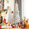 6 Feet Unlit Artificial Slim Pencil Christmas Tree with Metal Stand