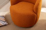 Teddy Fabric Swivel Accent Armchair Barrel Chair With Black Powder Coating Metal Ring,Caramel