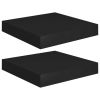 Floating Wall Shelves 2 pcs Black 9.1"x9.3"x1.5" MDF