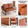 Stylish Two-Seater Sofa Chair with 2 Pillows - Comfortable PU Leather, High-Density Foam - Modern Design