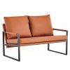 Stylish Two-Seater Sofa Chair with 2 Pillows - Comfortable PU Leather, High-Density Foam - Modern Design