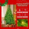 6FT Grass Green Christmas Tree, Large Branches Pine Tree, Pre-Lit Set with Tree & Garland & Wreath, Artificial Christmas with Pine Cones