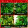 6FT Grass Green Christmas Tree, Large Branches Pine Tree, Pre-Lit Set with Tree & Garland & Wreath, Artificial Christmas with Pine Cones