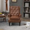 COOLMORE Wood Frame Armchair, Modern Accent Chair Lounge Chair with Sturdy Wood Legs for Living Room Bedroom (Brown PU)