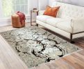 Penina Luxury Area Rug in Beige and Gray with Bronze Circles Abstract Design