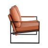 Stylish Two-Seater Sofa Chair with 2 Pillows - Comfortable PU Leather, High-Density Foam - Modern Design