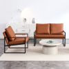 Stylish Two-Seater Sofa Chair with 2 Pillows - Comfortable PU Leather, High-Density Foam - Modern Design