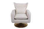 Classic Mid-Century 360-degree Swivel Accent Chair, Beige Linen