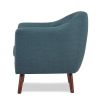 Blue Fabric Upholstered Accent Chair 1pc Espresso Finish Legs Button Tufted Solid Wood Furniture Living Room Chair