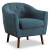 Blue Fabric Upholstered Accent Chair 1pc Espresso Finish Legs Button Tufted Solid Wood Furniture Living Room Chair