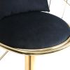 Black velvet bar chair, pure gold plated, unique design,360 degree rotation, adjustable height,Suitable for dinning room and bar,set of 2