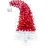 6FT Hinged Fraser Fir Artificial Fir Bent Top Christmas Tree, Bendable Santa Hat Style Christmas Tree Holiday Decoration w/1,250 Lush Branch Tips