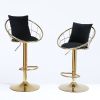 Black velvet bar chair, pure gold plated, unique design,360 degree rotation, adjustable height,Suitable for dinning room and bar,set of 2