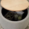 Round Storage Ottoman; 2 in 1 Function; Work as End table and Ottoman; Grey