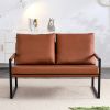 Stylish Two-Seater Sofa Chair with 2 Pillows - Comfortable PU Leather, High-Density Foam - Modern Design