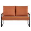 Stylish Two-Seater Sofa Chair with 2 Pillows - Comfortable PU Leather, High-Density Foam - Modern Design