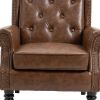 COOLMORE Wood Frame Armchair, Modern Accent Chair Lounge Chair with Sturdy Wood Legs for Living Room Bedroom (Brown PU)