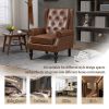 COOLMORE Wood Frame Armchair, Modern Accent Chair Lounge Chair with Sturdy Wood Legs for Living Room Bedroom (Brown PU)