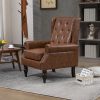 COOLMORE Wood Frame Armchair, Modern Accent Chair Lounge Chair with Sturdy Wood Legs for Living Room Bedroom (Brown PU)