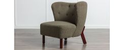 Accent Chair, Upholstered Armless Chair Lambskin Sherpa Single Sofa Chair with Wooden Legs