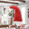 6FT Hinged Fraser Fir Artificial Fir Bent Top Christmas Tree, Bendable Santa Hat Style Christmas Tree Holiday Decoration w/1,250 Lush Branch Tips